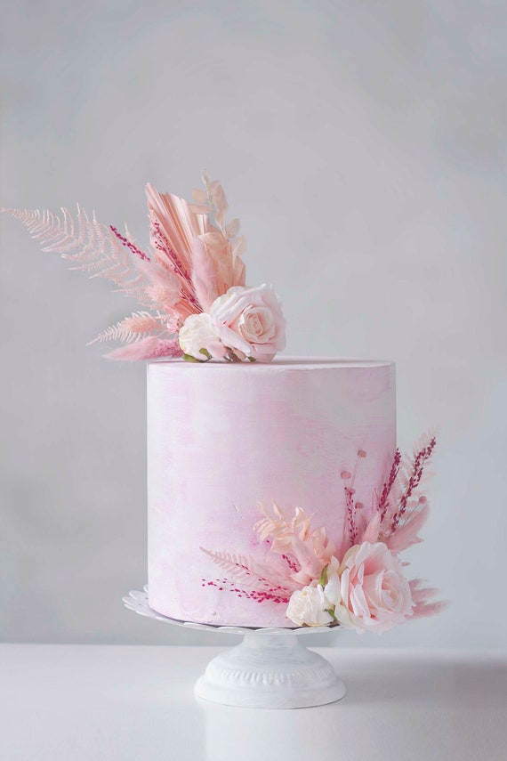 Baby Pink Boho Floral Cake Topper, Baptism Floral Cake Topper, It is a Girl  Floral Cake Topper, Birthday Cake Topper, Dusty Pink Cake Topper 
