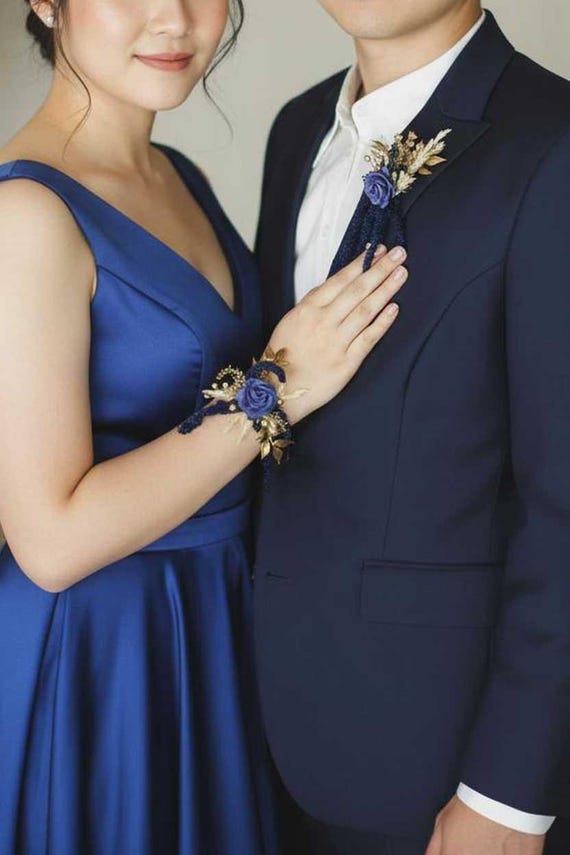 slim fit dress slacks Blue satin and rose gold rhinestone mens formal bow tie