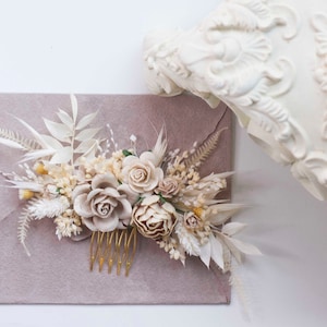Ivory Floral Bridal Comb: Boho Wedding Hair Accessory