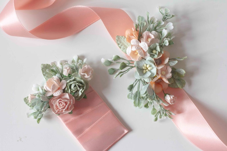 PEACH FLOWER HAIR Clips & Pins, Wedding Hair Accessories, Peach