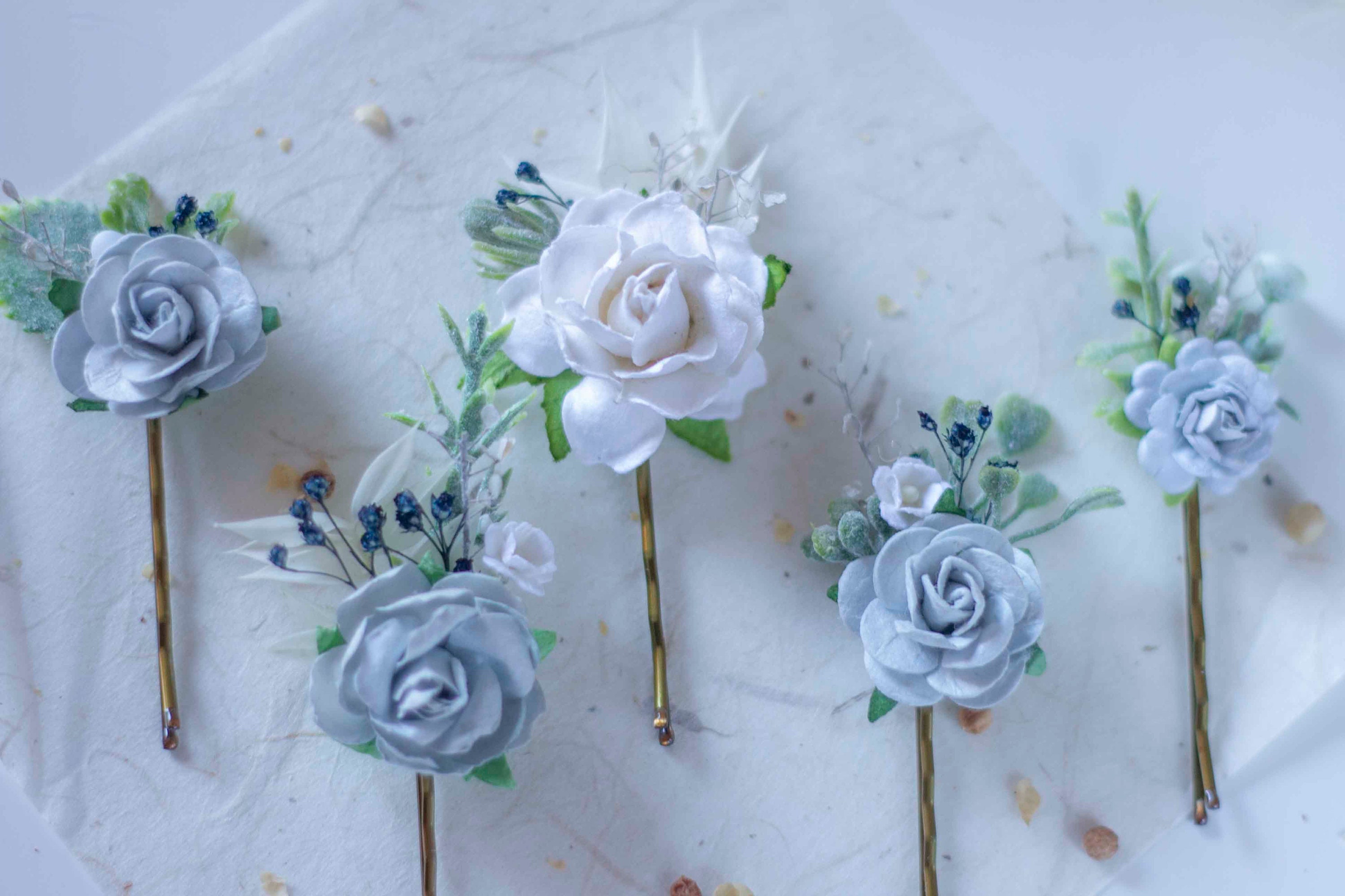 Handmade Dusty Blue Flower Crown: Bridal Headband - Etsy display picture 2