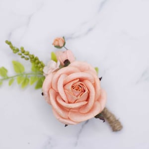 PEACH BOUTONNIERE for Groom, Peach Groomsmen Accessory, Elegant Peach Boutonniere, Complements Full Accessory Collection