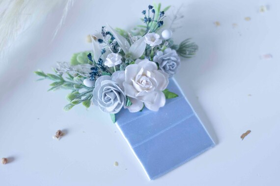 Handmade Dusty Blue Flower Crown: Bridal Headband - Etsy display picture 1