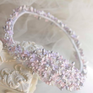 Flower crown for bride in cold porcelain lavender flowers, cold porcelain crown, exclusive and delicate bridal flower crown, silver crown image 6