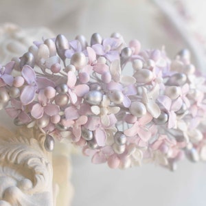 Flower crown for bride in cold porcelain lavender flowers, cold porcelain crown, exclusive and delicate bridal flower crown, silver crown image 7