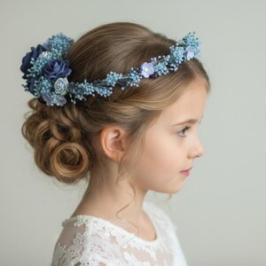 Artisan Navy Blue Flower Crown: Paper Flowers, Communion, Wedding