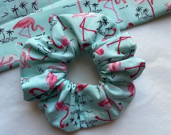 Flamingo Scrunchies | summer scrunchies, animal scrunchies, animal gifts, safari gifts, safari scrunchies, safari hair accessories