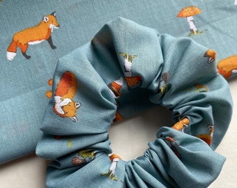 Fox and Mushroom Scrunchie | nature scrunchies, fox gifts, fox scrunchies, mushroom scrunchies, animal gifts, fox hair accessories