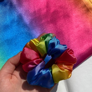 RAINBOW Satin Scrunchie | scrunchy, satin, satin silk, satin scrunchie, silk scrunchie, rainbow scrunchie, satin scrunchie, rainbow satin