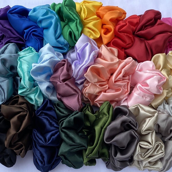 Handmade Satin Scrunchies - Discounts for Bundles | 29 COLOURS | satin scrunchie, satin scrunchie set, silk scrunchies, handmade scrunchie