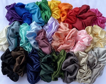 Handmade Satin Scrunchies - Discounts for Bundles | 29 COLOURS | satin scrunchie, satin scrunchie set, silk scrunchies, handmade scrunchie