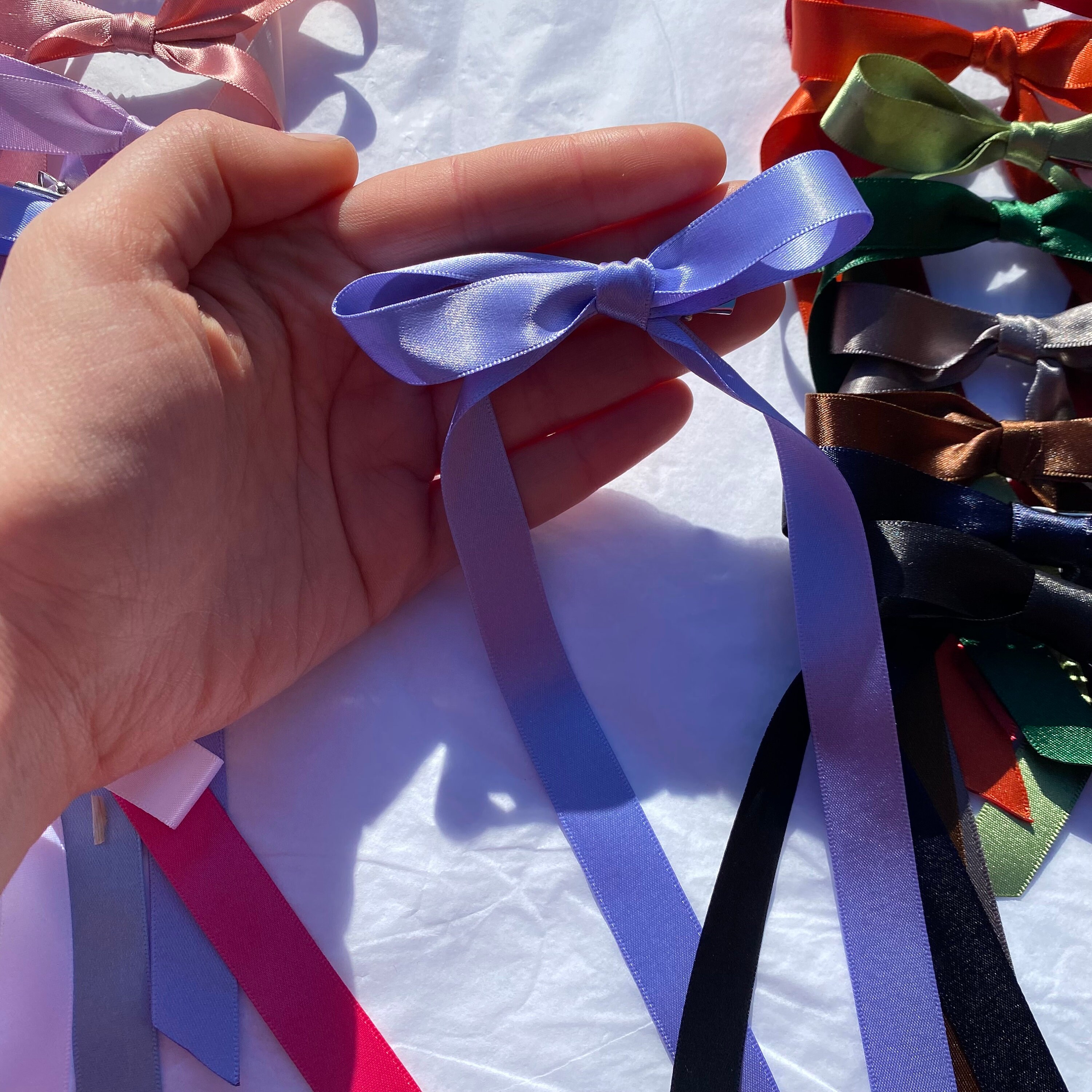 Deep Lilac Long Tail Satin Hair Ribbon | 16 Colours Available | Hair ...