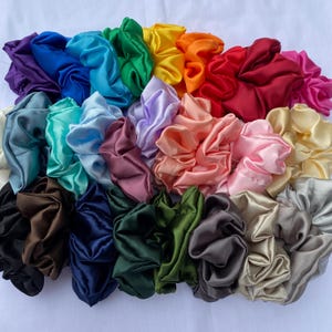 Handmade Satin Scrunchies - Discounts for Bundles | 40 COLOURS | satin scrunchie, satin scrunchie set, silk scrunchies, handmade scrunchie