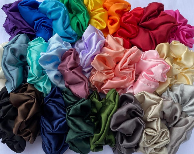 Handmade Satin Scrunchies - Discounts for Bundles | 48 COLOURS | satin scrunchie, satin scrunchie set, silk scrunchies, handmade scrunchie