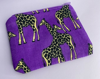 Giraffe Coin Purse | giraffe gifts, zipped pouch, gifts for giraffe lover, coin holder, earphone purse, card wallet, zipped bag, giraffe bag