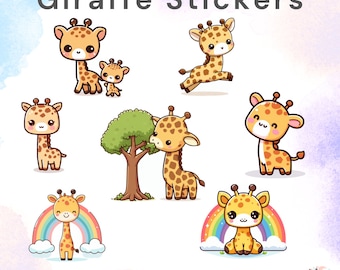 Giraffe Stickers | 7 DESIGNS plus HOLOGRAPHIC finish | WATERPROOF Die Cut Sticker | journal stickers, waterproof sticker, laptop sticker,