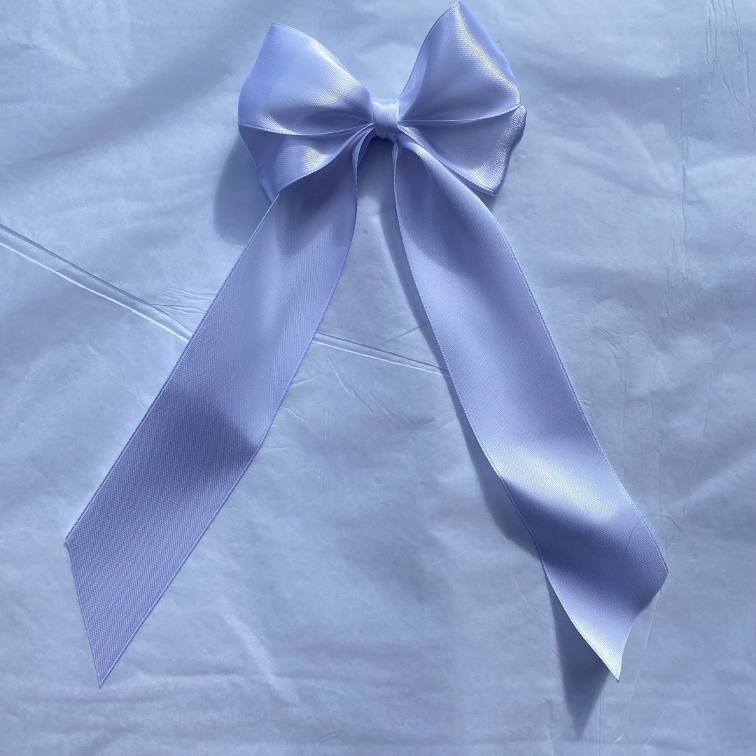 White Large Long Tail Satin Hair Ribbon | 16 Colours Available | Large ...