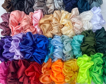 Handmade XL Satin Scrunchies - Discounts for Bundles | 40 COLOURS | satin scrunchie, satin scrunchie set, silk scrunchie, handmade scrunchie