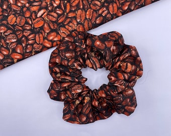 Coffee Bean Scrunchie | coffee scrunchie, gifts for foodie, coffee gift, gift for coffee lover, food gifts, powered by coffee, coffee beans
