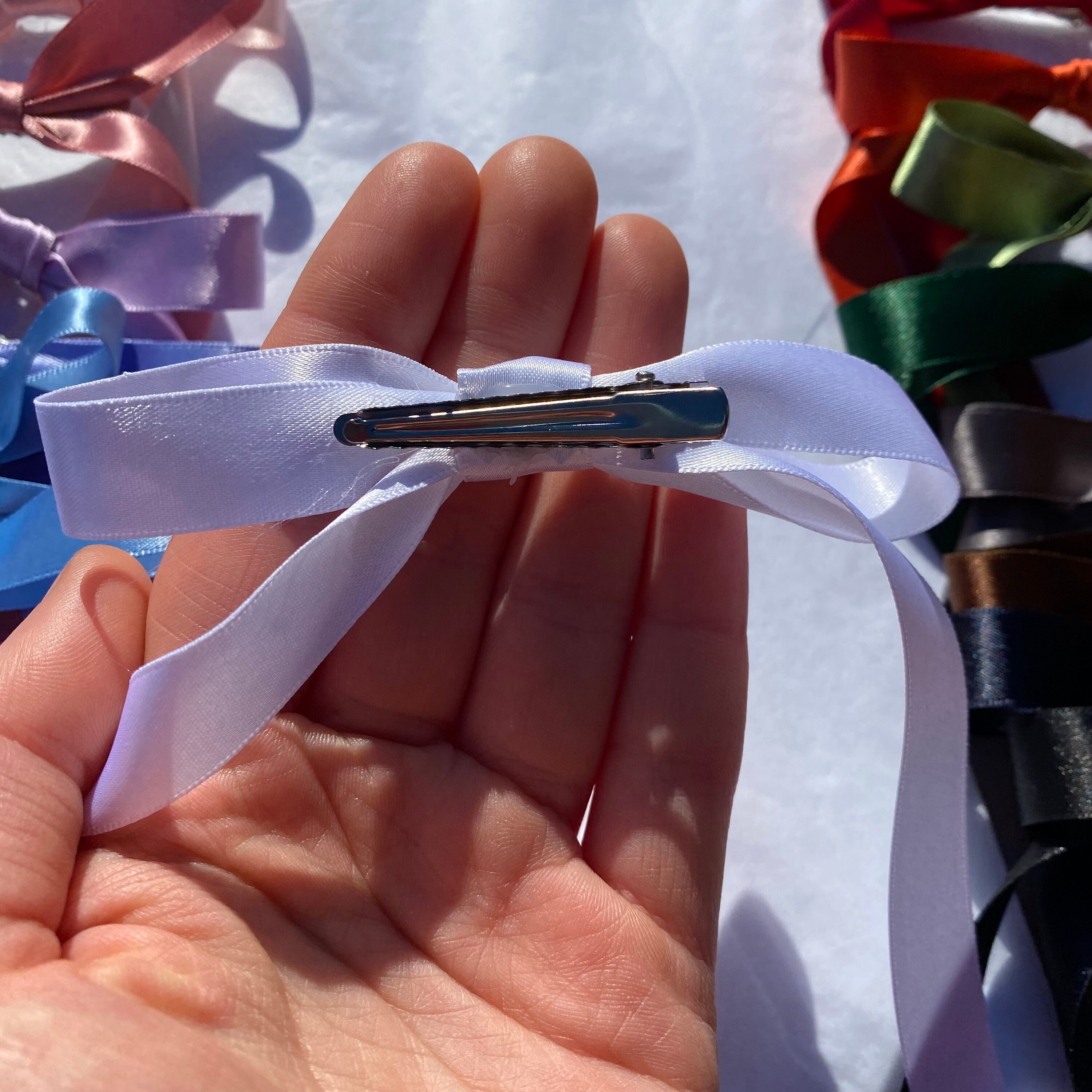 White Long Tail Satin Hair Ribbon | 16 Colours Available | Hair Bow ...