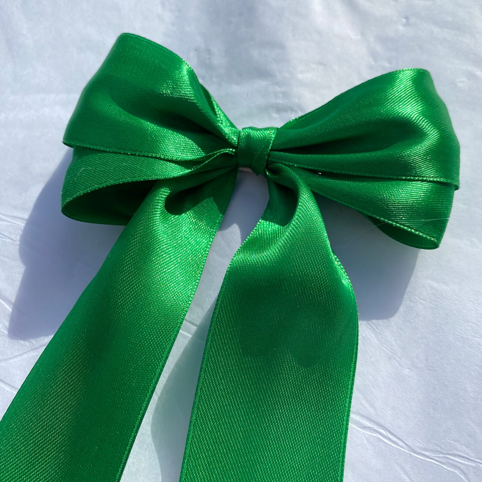 Emerald Green Long Tail Satin Hair Ribbon | 16 Colours Available ...