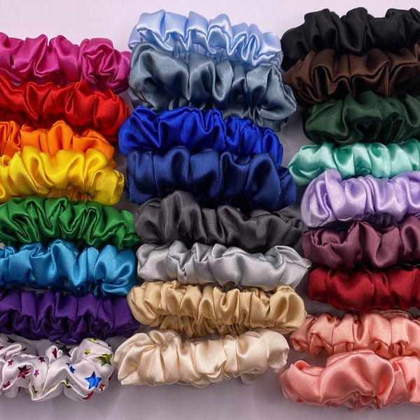 SKINNY Satin Scrunchies - Bundle Discounts - 25 COLOURS | scrunchy, satin, satin silk, satin scrunchie, silk scrunchie, skinny scrunchie