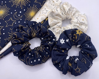 Metallic Star Scrunchies | space scrunchies, scrunchies, space gifts, gifts for girls, science gifts, star scrunchie, gift for space lover