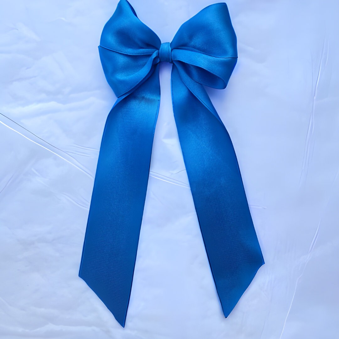 Light Navy Large Long Tail Satin Hair Ribbon | 16 Colours Available ...