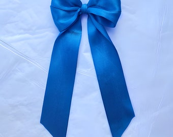 Light Navy Large Long Tail Satin Hair Ribbon | 16 Colours Available | large hair bow, hair bow clip, ribbon bow, ribbon hair bow, satin