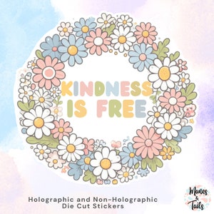 Sticker vriendelijkheid is gratis | be kind-sticker, vriendelijkheidssticker, wellnesssticker, positieve citaatsticker, sticker geestelijke gezondheid, positieve sfeer