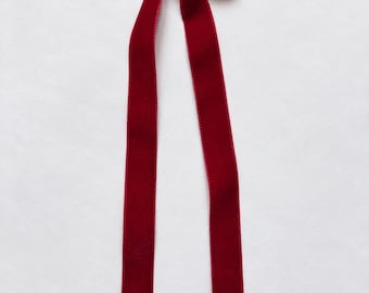 Lazo para el cabello largo de terciopelo rojo hecho a mano / 18 colores disponibles