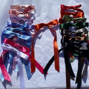 Rust Orange Long Tail Satin Hair Ribbon | 16 Colours Available | hair bow, hair bow clip, ribbon bow, ribbon hair bow, ladies hair bows