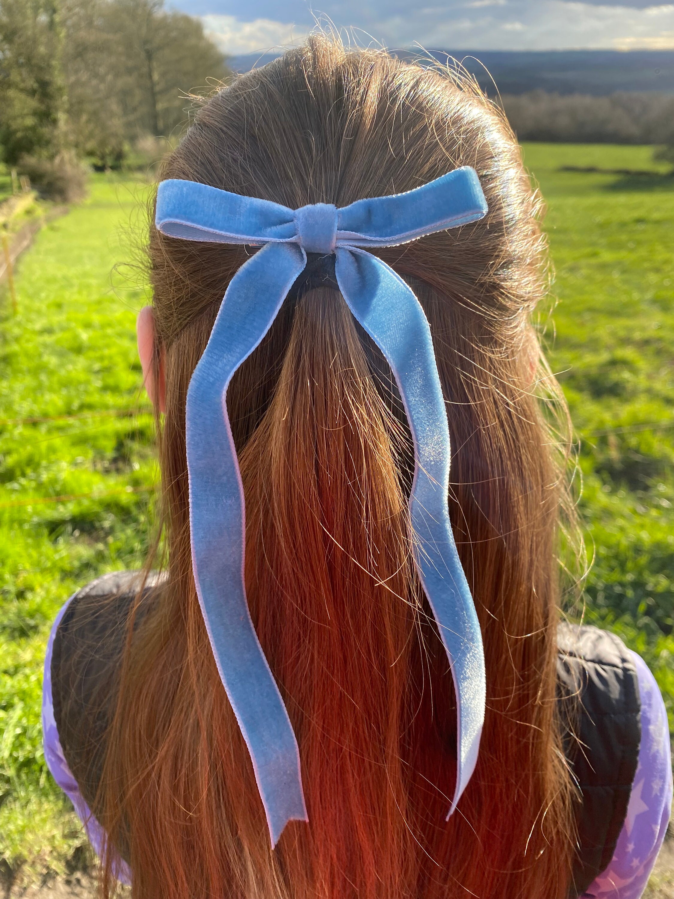 Chocolate Brown Long Tail Velvet Hair Ribbon | 18 Colours