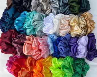 Handmade Satin Scrunchies - Bundle Discounts | 40 COLOURS | satin scrunchie, satin scrunchie set, silk scrunchies, handmade scrunchies