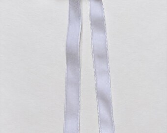 Handmade White Velvet Hair Bow Clip | Long Tail Ribbon - 18 Colours Available