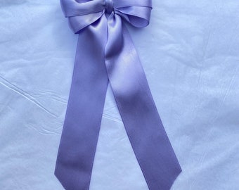 Lilac Long Tail Satin Hair Ribbon | 16 Colours Available | large hair bow, hair bow clip, ribbon bow, ribbon hair bow, satin hair bow