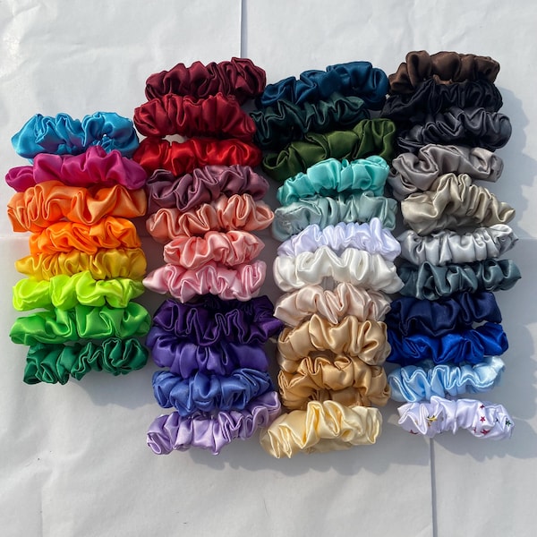 SKINNY en satin - Réductions par lot - 41 COULEURS | chouchou, satin, satin de soie, chouchou en satin, chouchou en soie, chouchou skinny