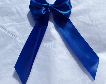 Royal Blue Large Long Tail Satin Hair Ribbon | 16 Colours Available | large hair bow, hair bow clip, ribbon bow, ribbon hair bow, satin