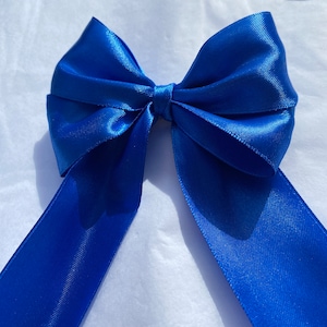 Royal Blue Large Long Tail Satin Hair Ribbon | 16 Colours Available ...