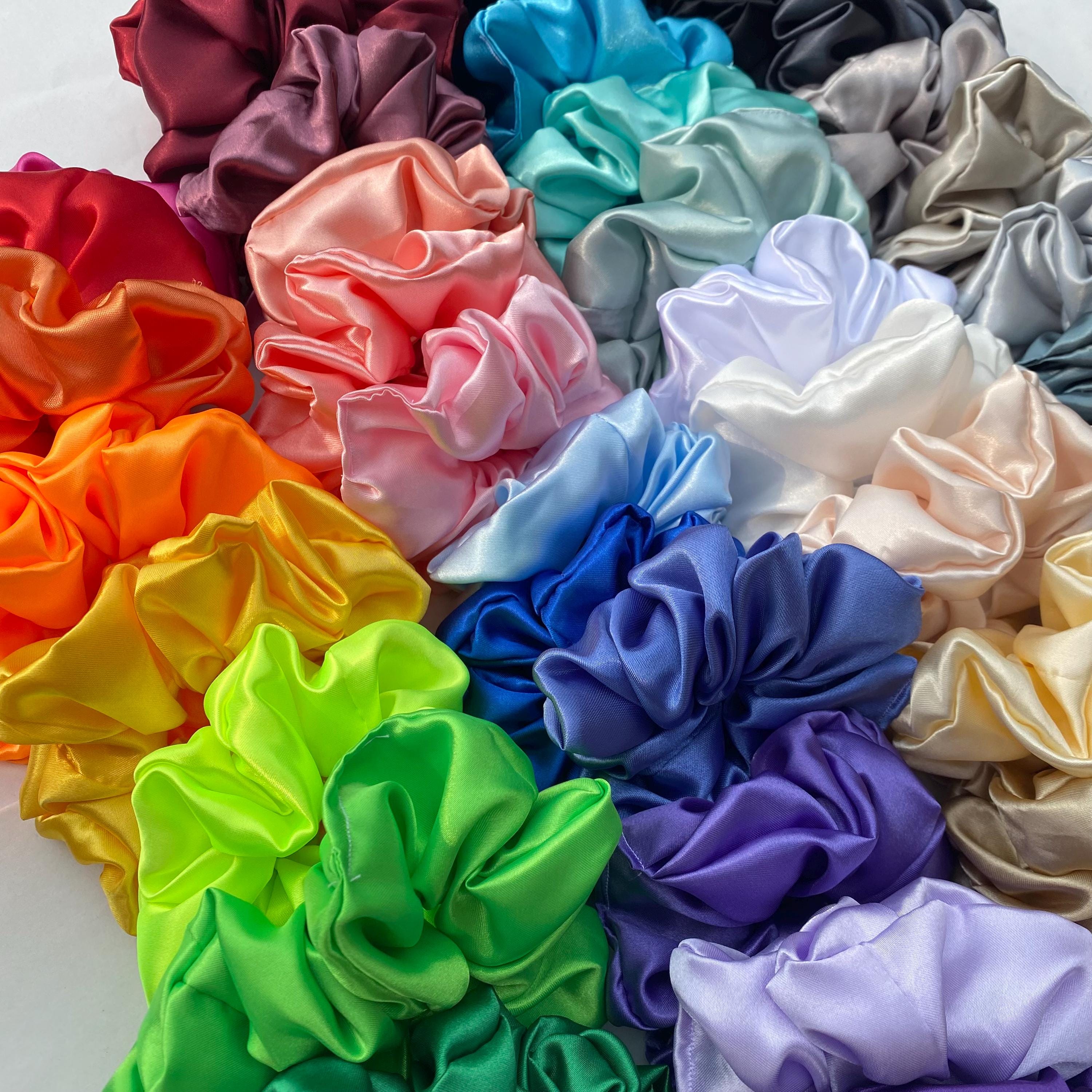 Satin Scrunchies for Women - Discounts for Bundles | 40 COLOURS | satin scrunchie, satin scrunchie set, silk scrunchies, handmade scrunchie