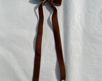 Cinta para el pelo de terciopelo de cola larga color marrón chocolate / 18 colores disponibles / lazo para el pelo, pinza para lazo para el pelo, lazo de cinta, lazo para el pelo de cinta, lazos para el pelo de mujer