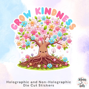 Sticker Grow Kindness | be kind-sticker, vriendelijkheidssticker, wellnesssticker, positieve citaatsticker, sticker geestelijke gezondheid, positieve vibes