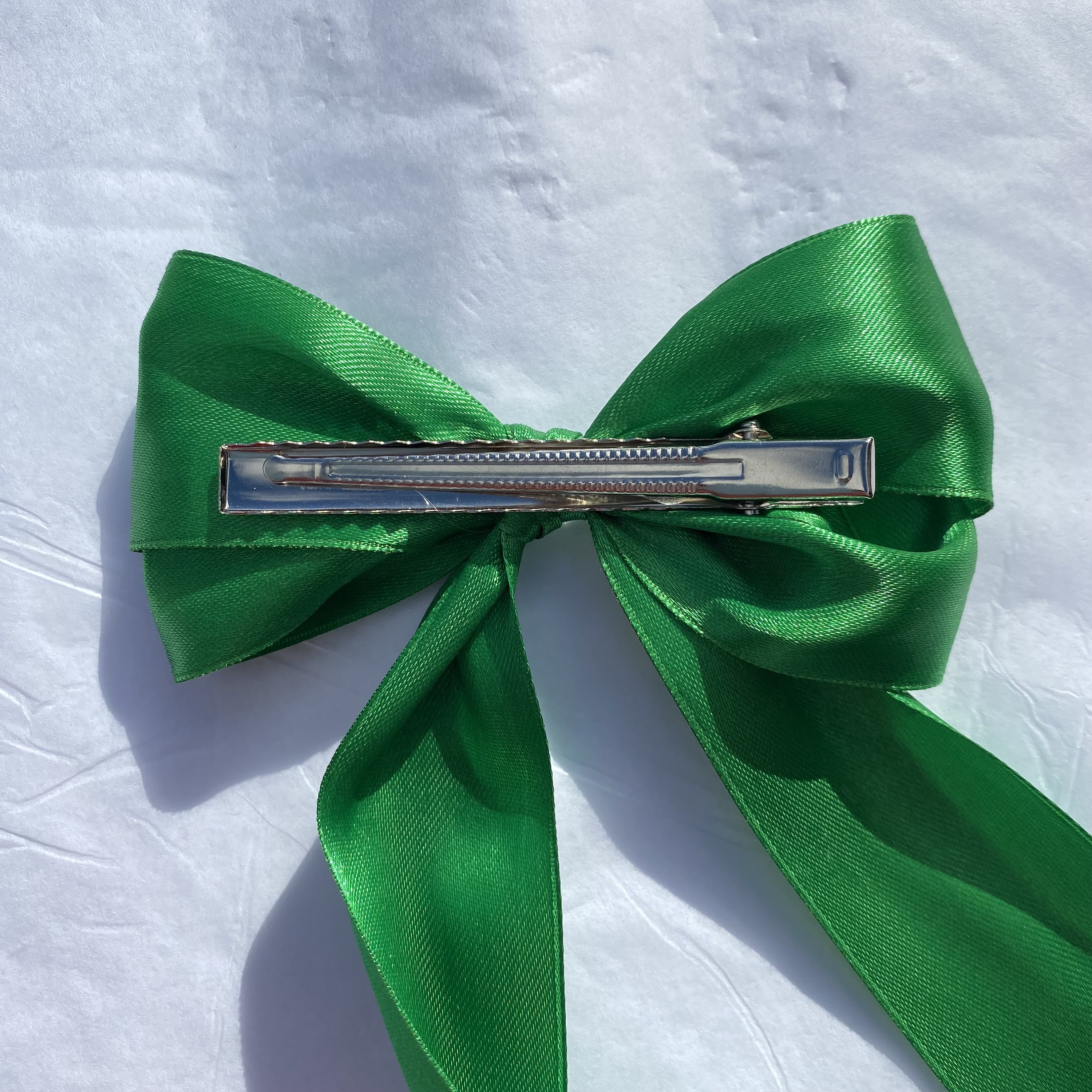 Emerald Green Long Tail Satin Hair Ribbon | 16 Colours Available ...