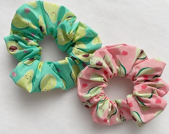 Cute Avocado Print Scrunchie | Handmade Hair Tie