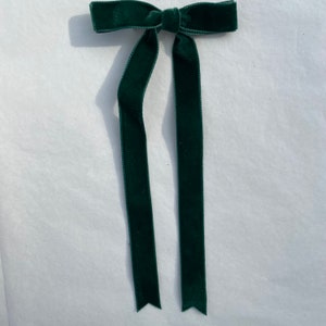 Forest Green Long Tail Velvet Hair Ribbon | 18 Colours Available | hair bow, hair bow clip, ribbon bow, ribbon hair bow, ladies hair bows