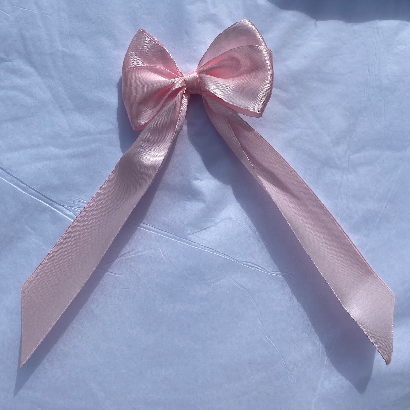 Baby Pink Large Long Tail Satin Hair Ribbon | 16 Colours Available ...