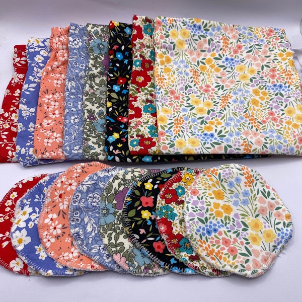 Reusable Make Up Remover Wipes & Wash Bags | 8 FLORAL DESIGNS | Reusable Face Wipes | face pads, reusable pads, reusable cotton pads