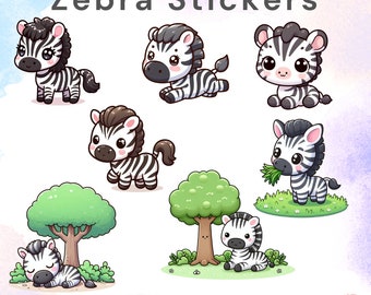 Zebra Stickers | 7 DESIGNS plus HOLOGRAPHIC finish | WATERPROOF Die Cut Sticker | journal stickers, waterproof sticker, laptop sticker,