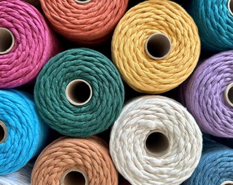 109 pezzi di corda di cotone macramè 3 mm fai da te, 4 rotoli di corda di  cotone colorato, 4 anelli di ferro, 100 perline di legno