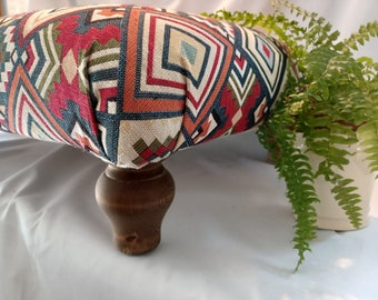 Footstool in a New World Tapestry fabric with Tulip or Bun wood stained feet. Many designs to choose from